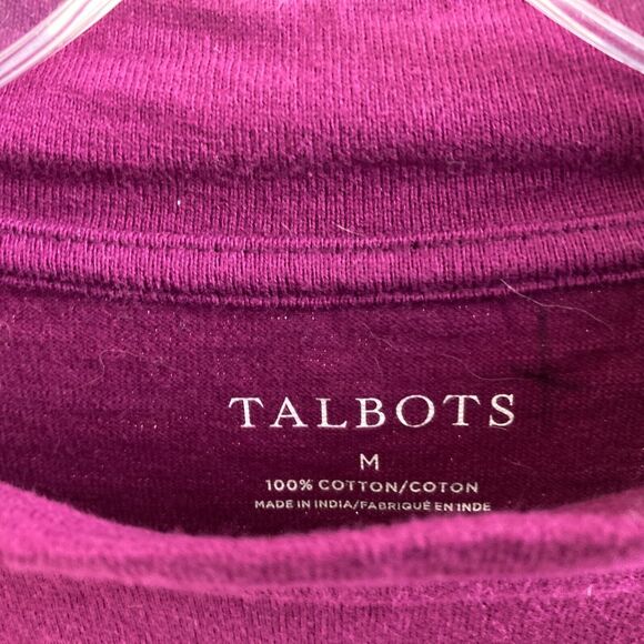 Talbots Women's Striped Knit Shirt Size M Purple Long Sleeve Shoulder Buttons - Picture 4 of 5